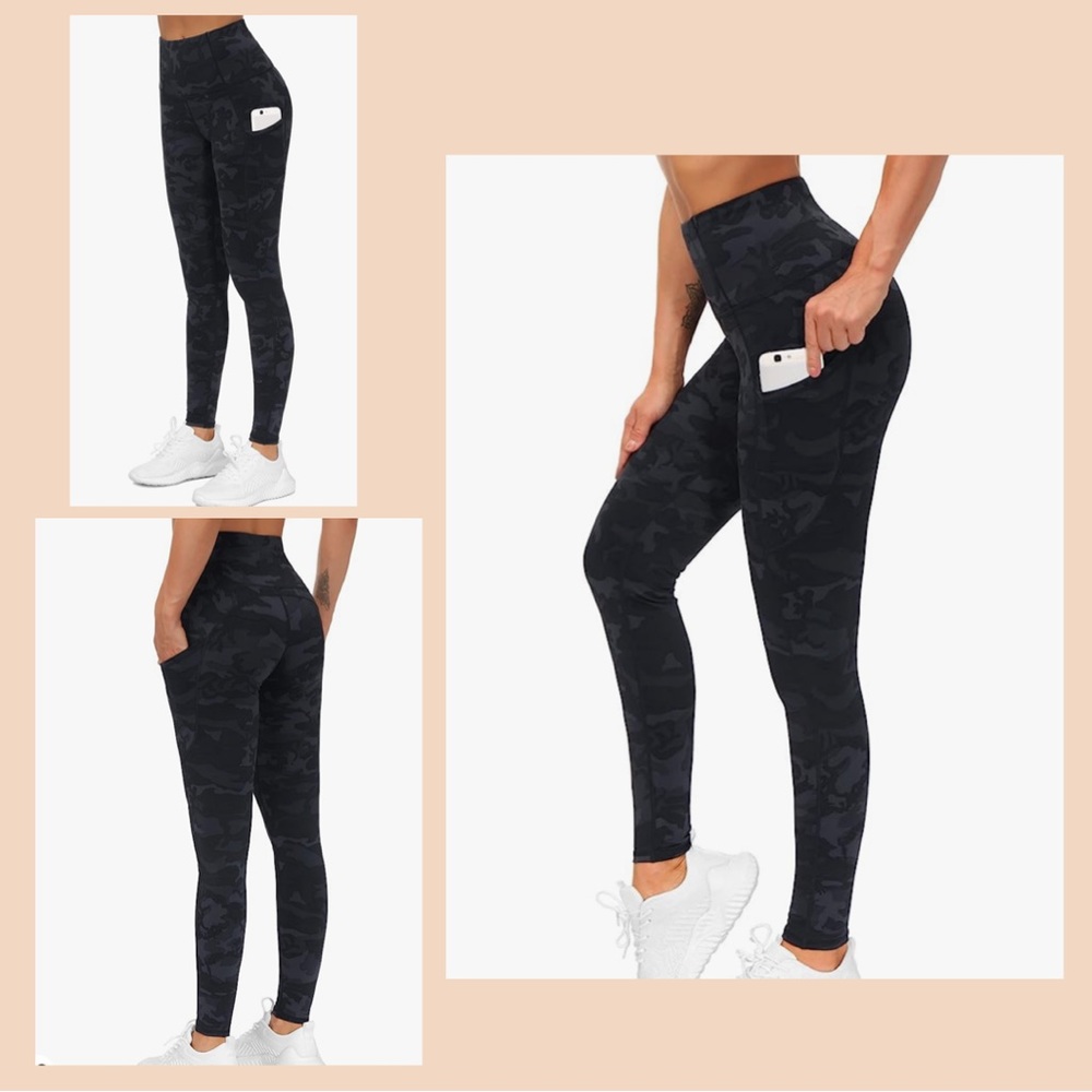 Black & Grey Camo Leggings - Size L